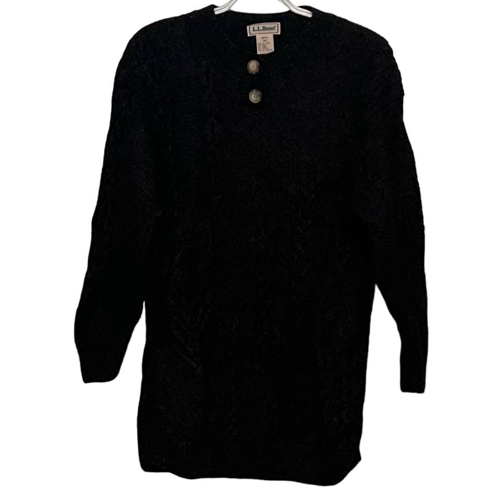 L. L. Bean‎ Men's 60% Wool 20% Linen 20% Cotton Black Thick Sweater Size Small